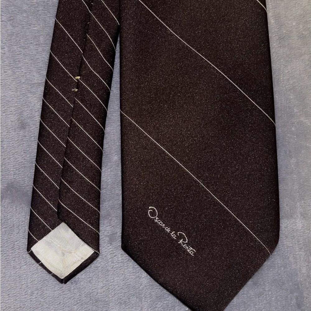 Oscar de la Renta Black Tie with White Stripes